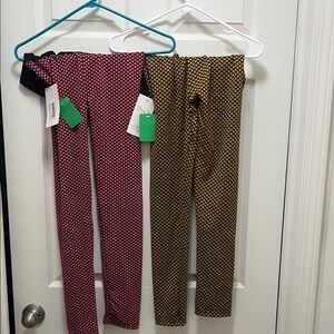 Patterned Leggings Set in Red and Gold